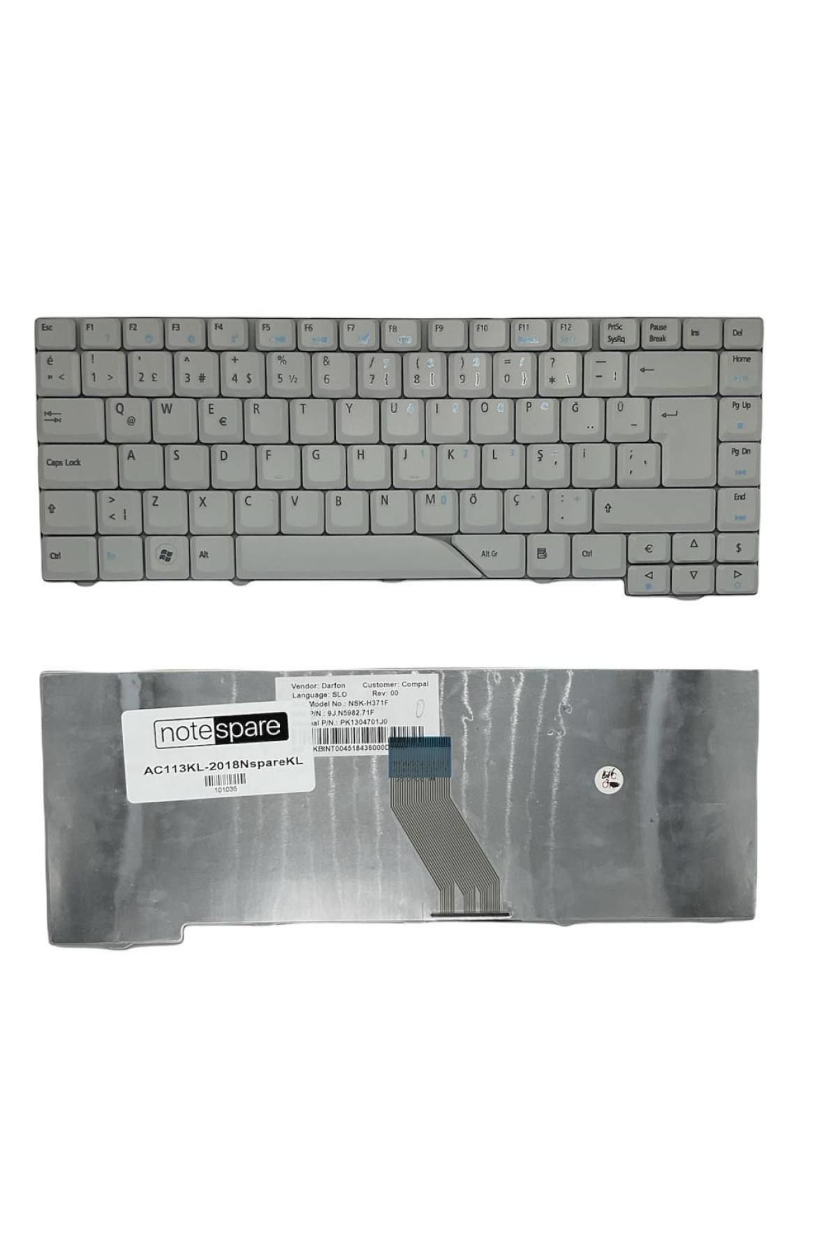 Acer ile Uyumlu PK1301K02R0, PK1301K0A0, PK130470100, PK1304701R0 Notebook Klavye Beyaz TR