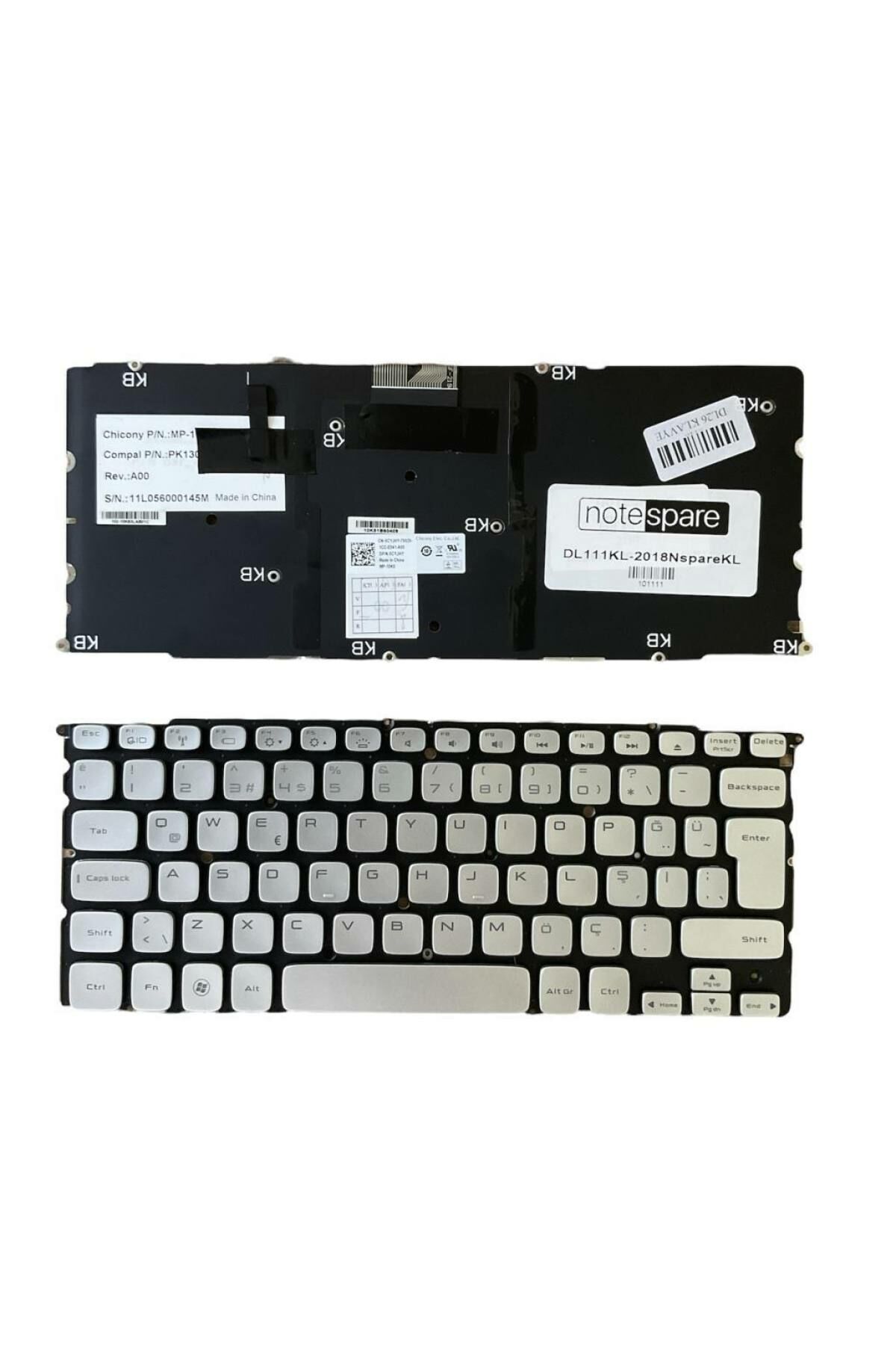 Dell ile Uyumlu XPS L511z Notebook Klavye Işıklı Gümüş Gri TR