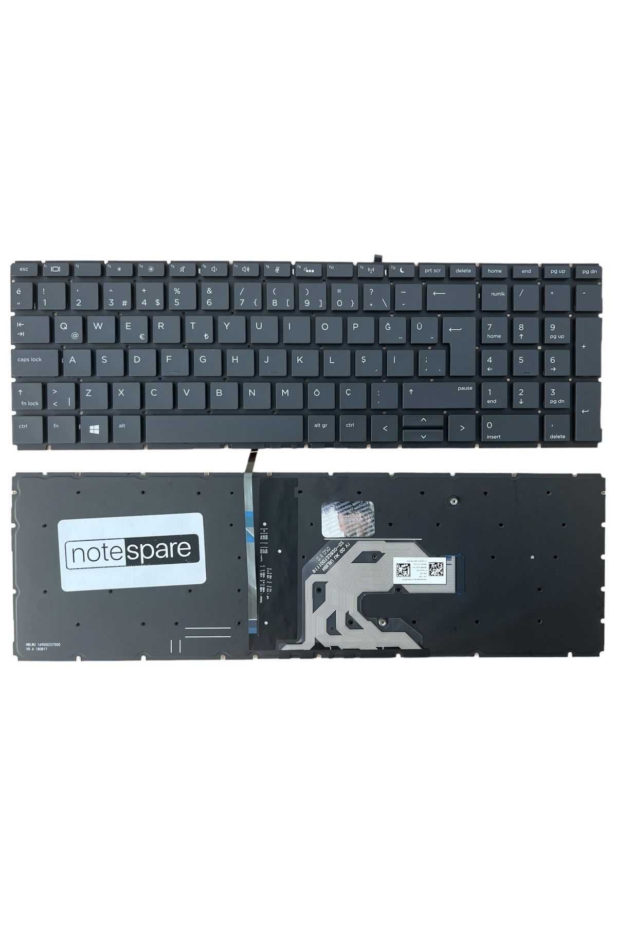 Hp ile Uyumlu ProBook 450 G6 (8VT79ES) Notebook Işıklı Klavye Siyah TR Büyük Enter Versiyon