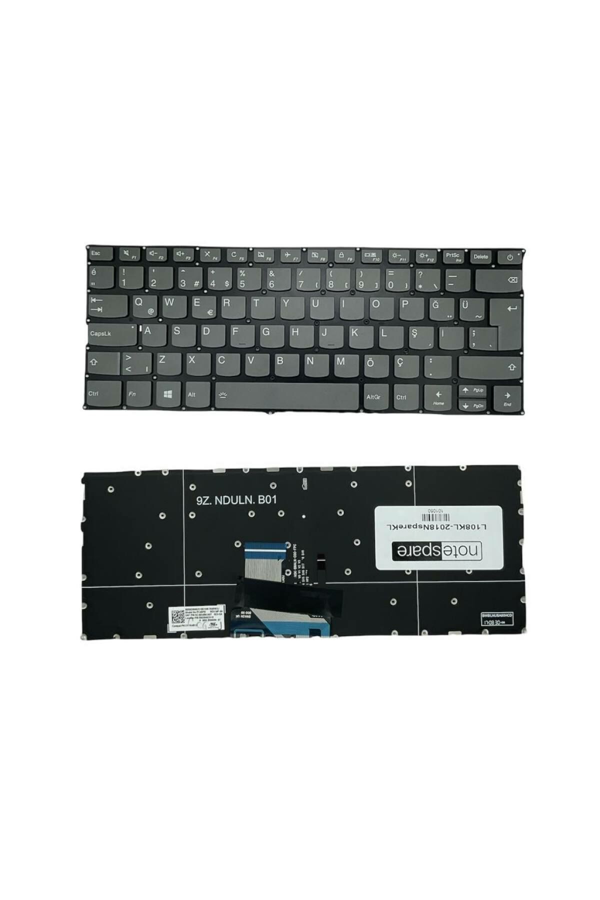 Lenovo ile Uyumlu IdeaPad 320S-13, 720S-14, 320S-13IKB 81AK Notebook Klavye Işıklı Füme TR
