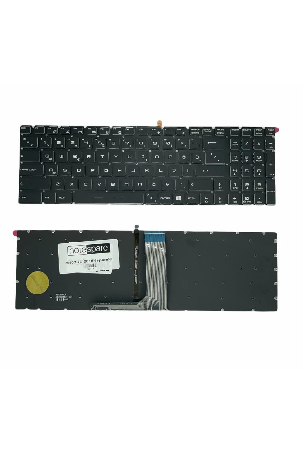 Msi ile Uyumlu WS60 2OJ-218TR, WS60 6QJ-653TR, WS72 6QJ-046TR Notebook Klavye Işıklı Siyah TR