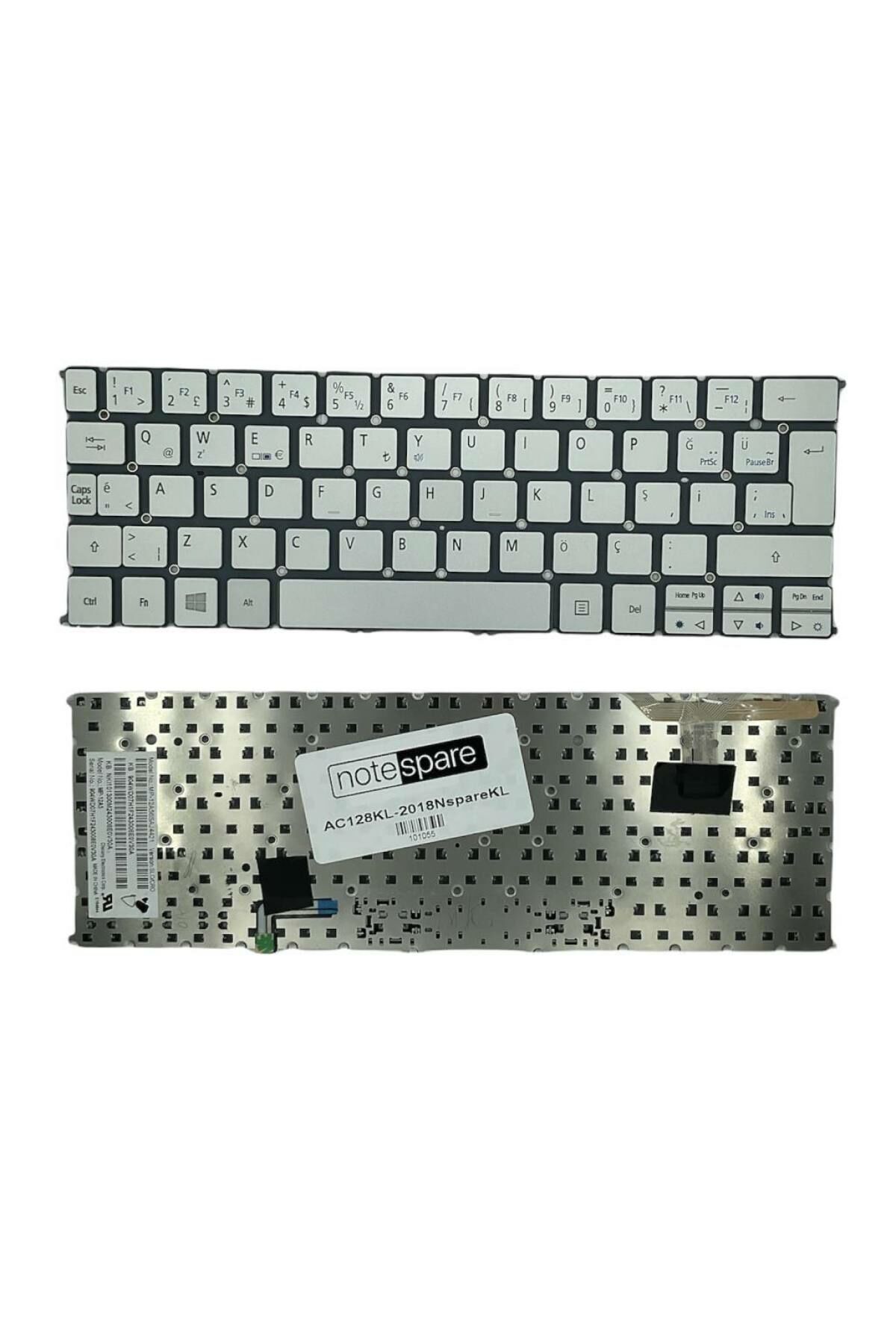 Acer ile Uyumlu Aspire S7-191, S7-391, S7-392 Notebook Klavye Gümüş Gri TR