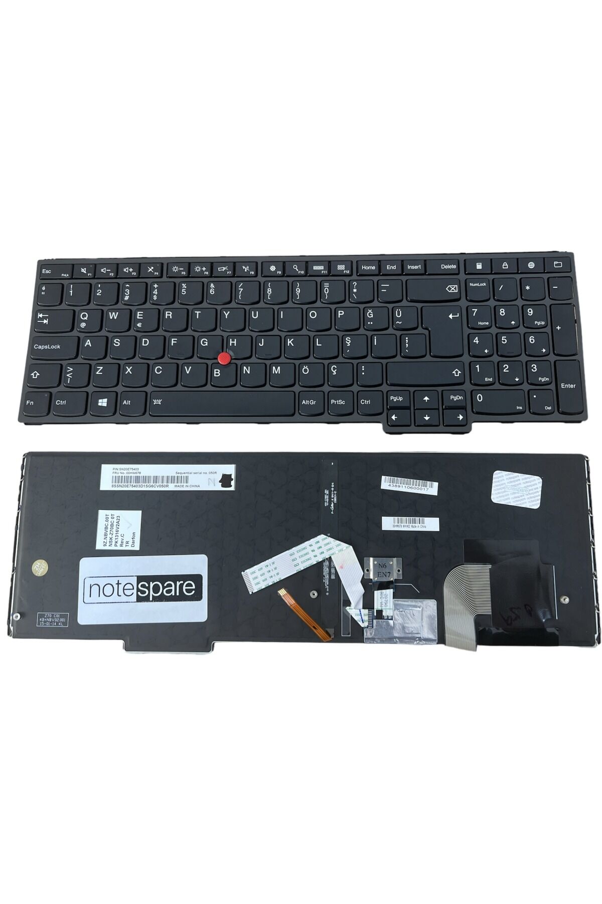 Lenovo ile Uyumlu ThinkPad AH-105TR, SN20E75338, SN20E75405 Notebook Klavye Siyah TR