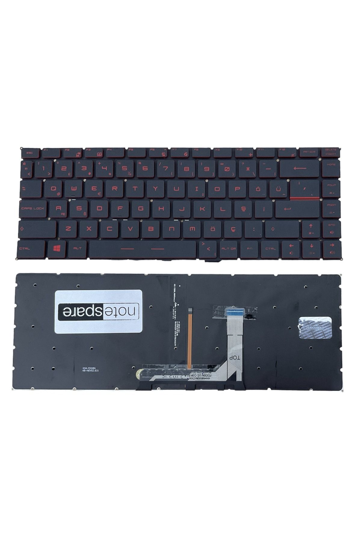 Msi ile Uyumlu GF63 Thin 12UC-673TR Klavye Işıklı Siyah Kırmızı Tuşlu TR Küçük Enter Versiyon