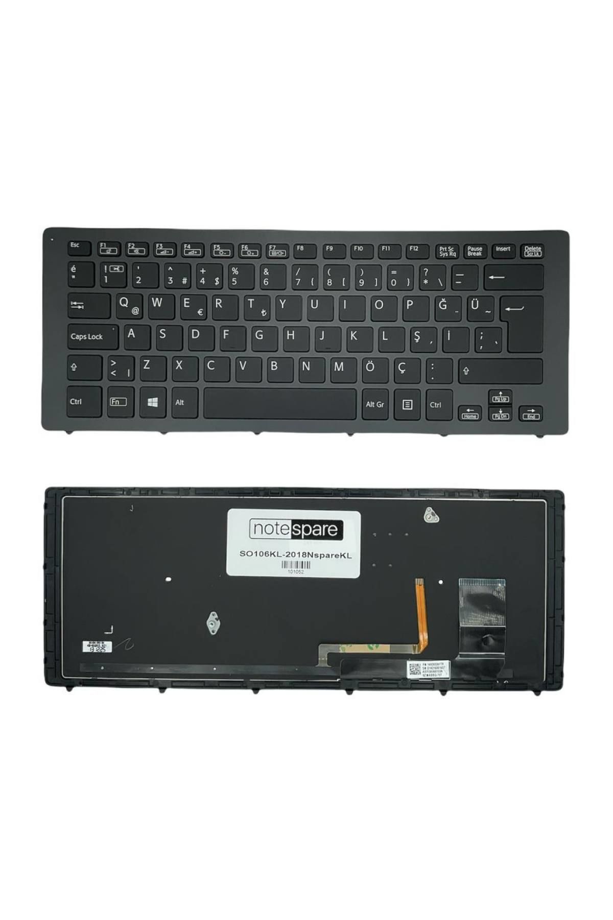Sony ile Uyumlu Vaio SVF15N2B4E, SVF15N2B4R, SVF15N2C4E Notebook Klavye Işıklı Siyah TR