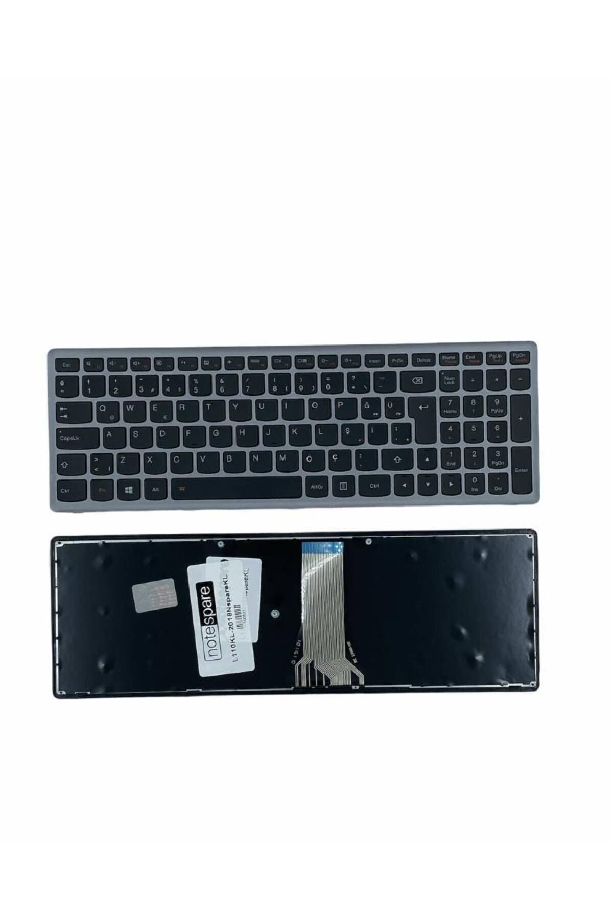 Lenovo ile Uyumlu T6E1-TUR, T6E1-US Notebook Klavye Gümüş Gri TR