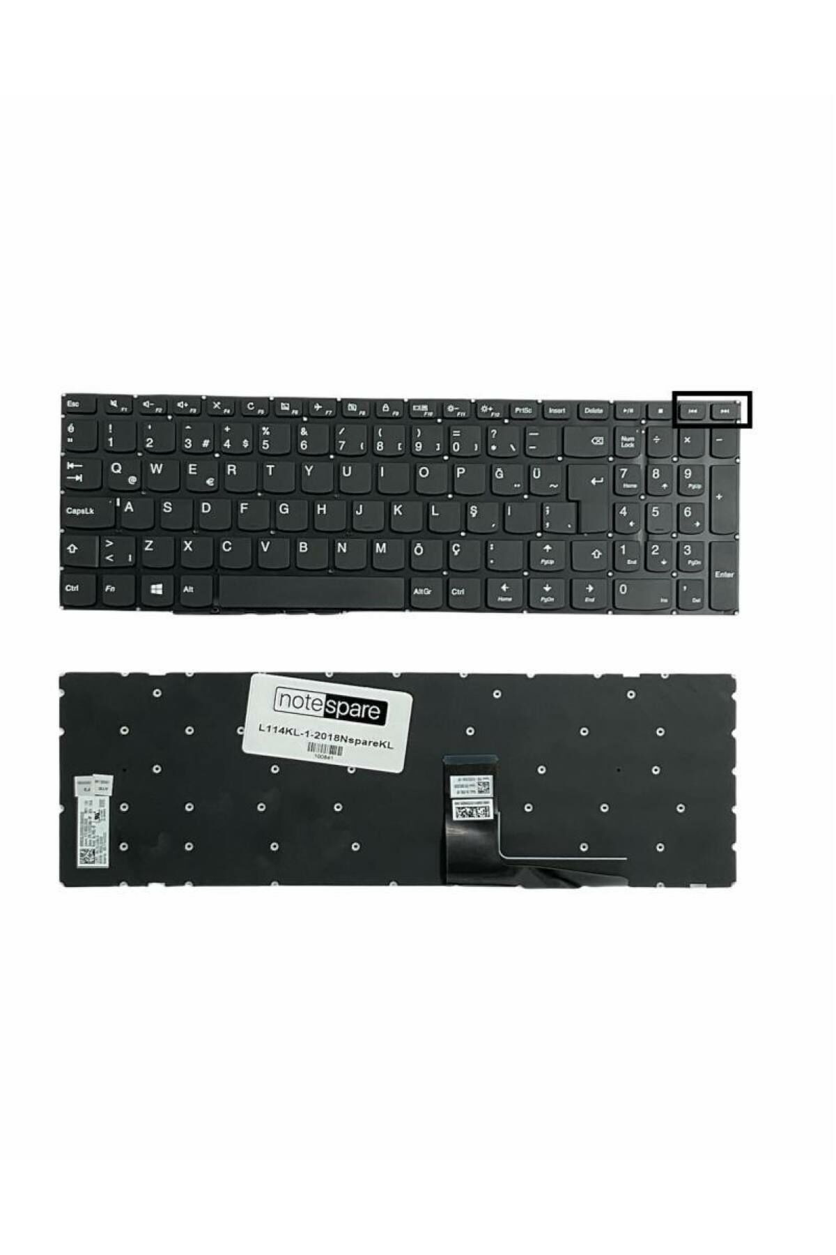 Lenovo ile Uyumlu IdeaPad 80SV00F5TX, 80SV00F8TX Notebook Klavye Siyah Power Tuşsuz Versiyon TR