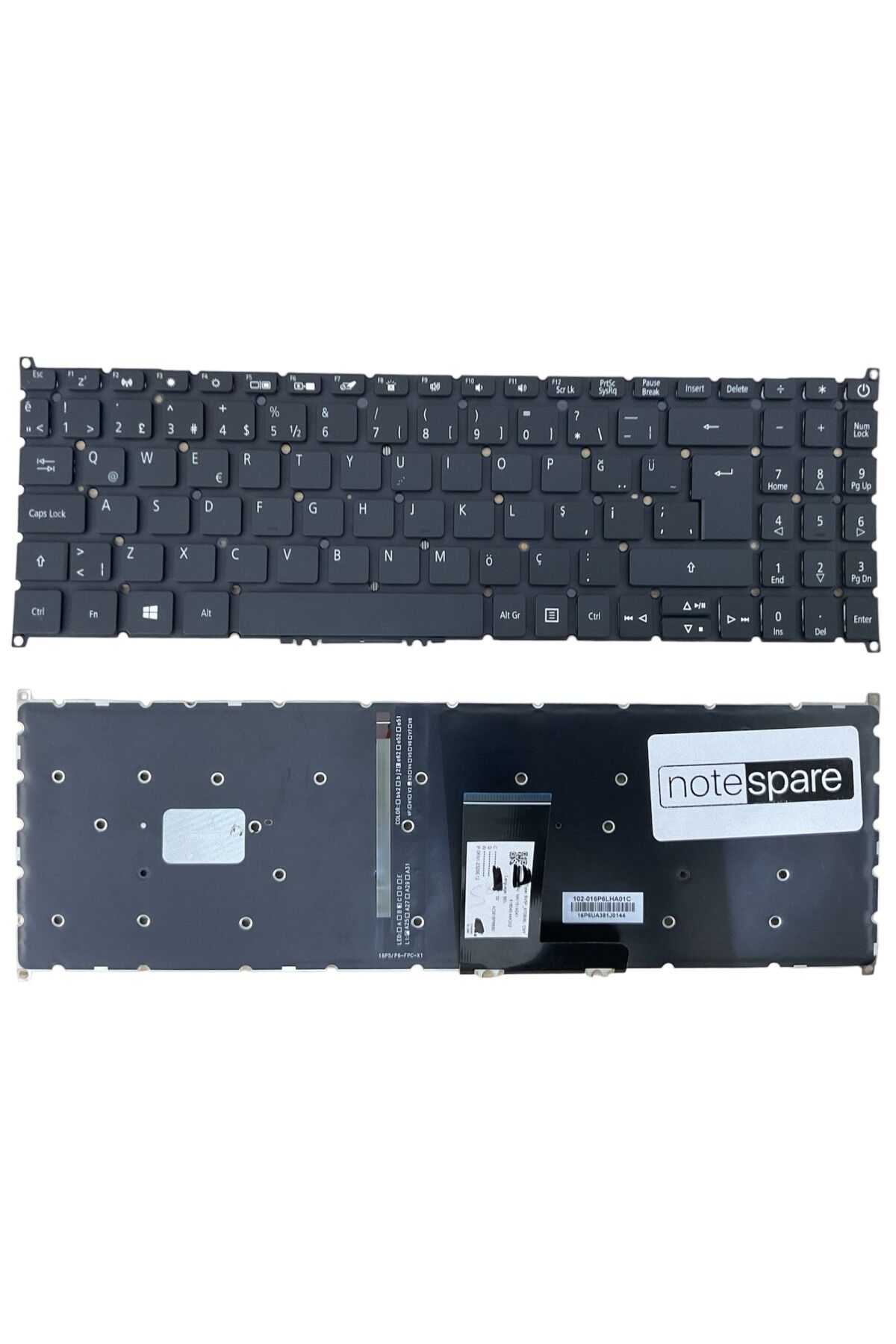 Acer ile Uyumlu Aspire 5 A515-43, 5 A515-43G, 5 A515-44, 5 A515-44G Işıklı Klavye Siyah TR