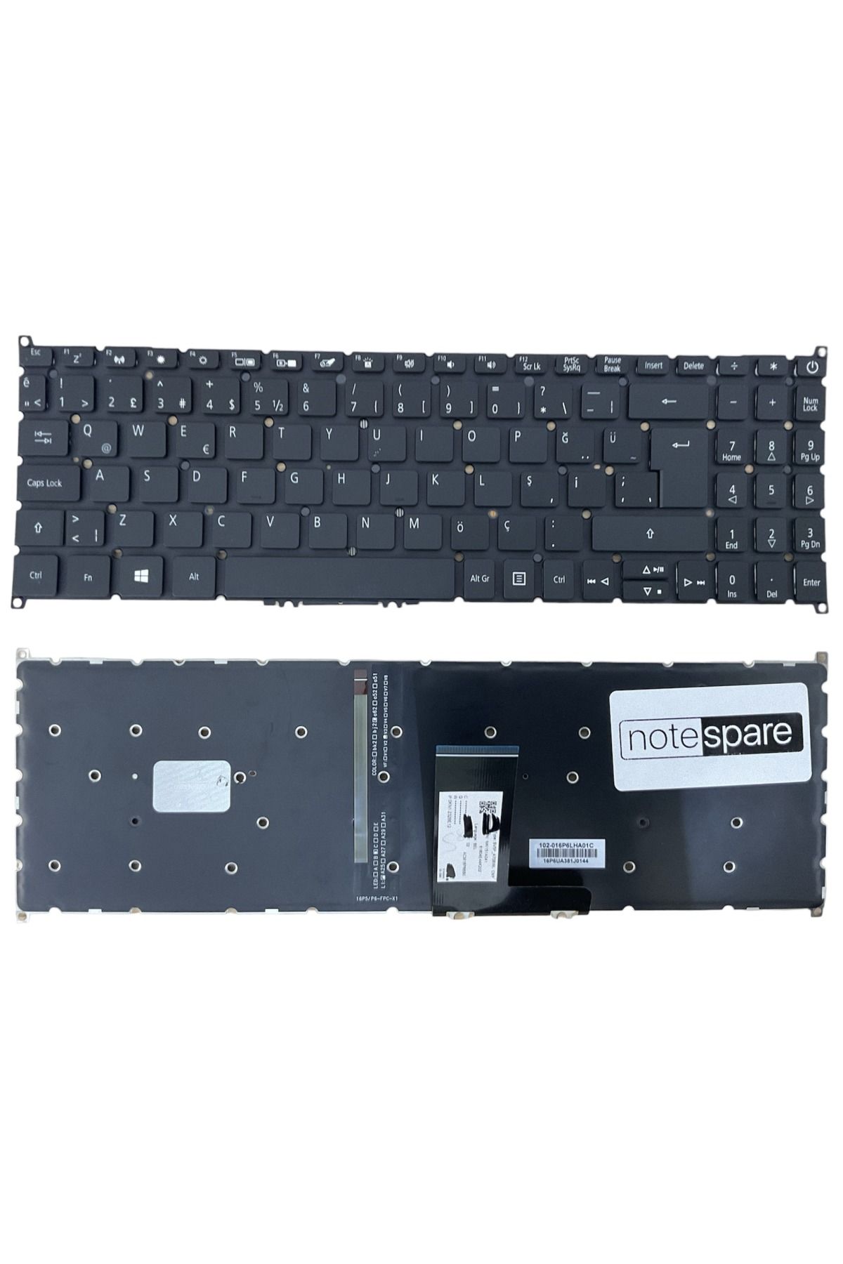 Acer ile Uyumlu Aspire 5 A515-43-R1KW, 5 A515-44G-R4RU Işıklı Klavye Siyah TR