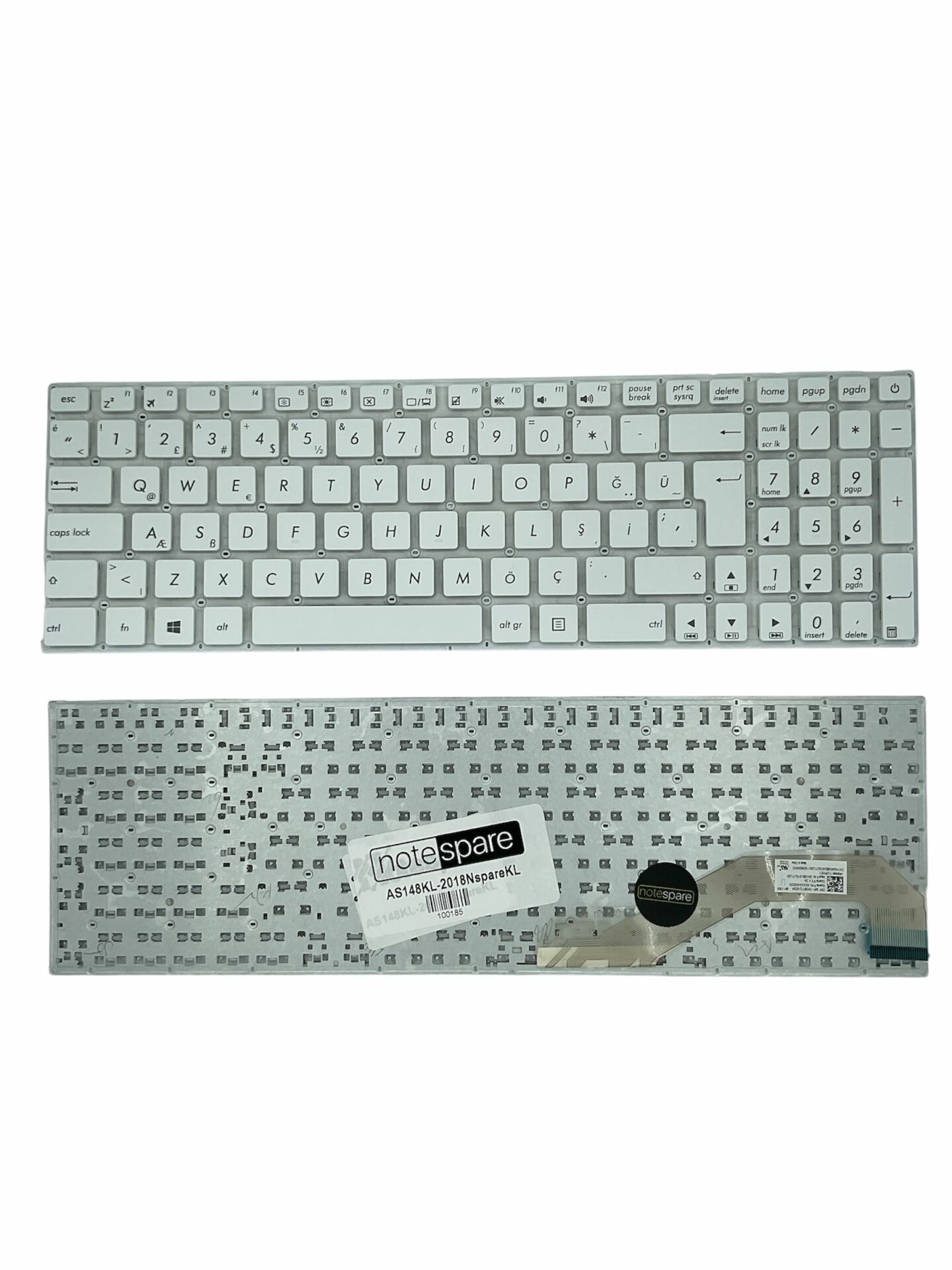 Asus ile Uyumlu VivoBook 15 X540NA-GO034, 15 X540NA-GO034T Notebook Klavye Beyaz TR