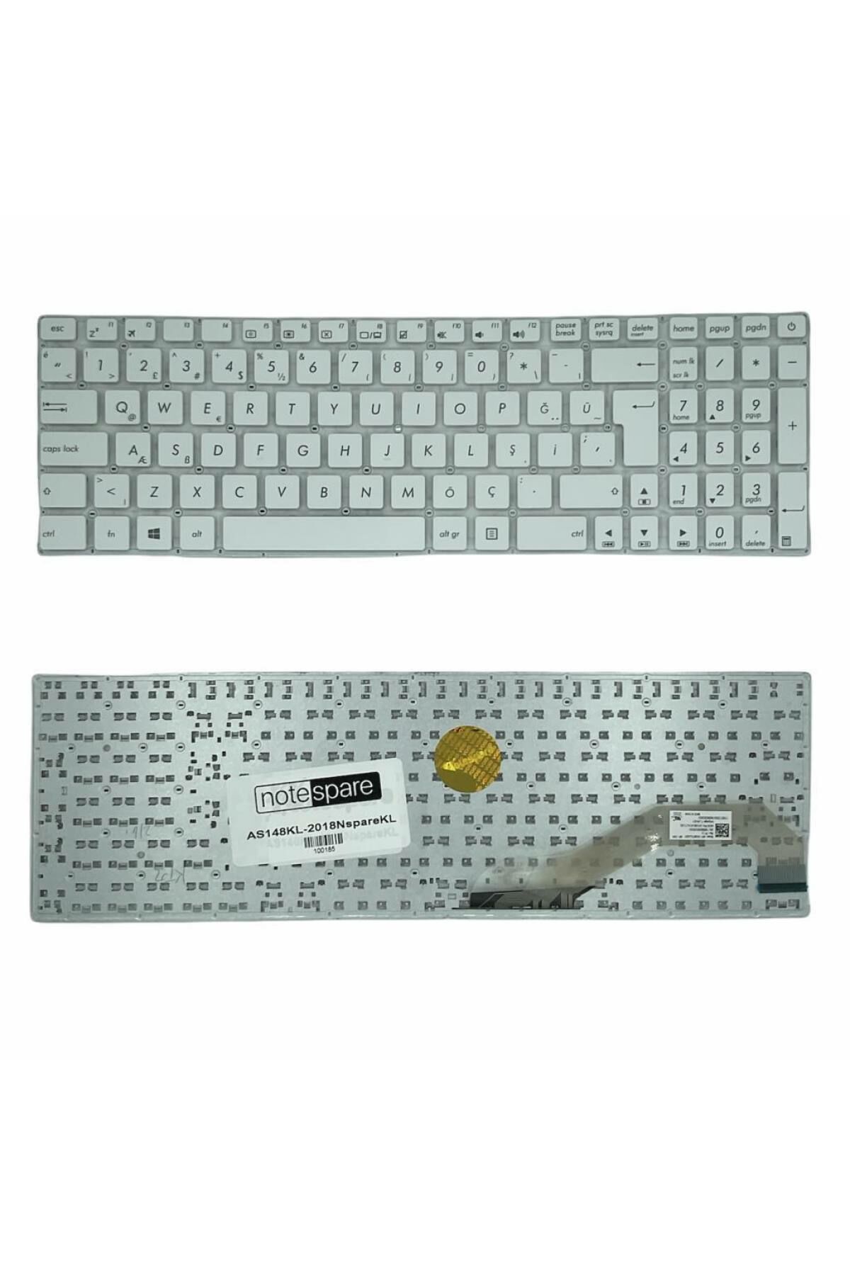 Asus ile Uyumlu VivoBook 15 X540NA-GQ063, 15 X540NA-GQ137 Notebook Klavye Beyaz TR