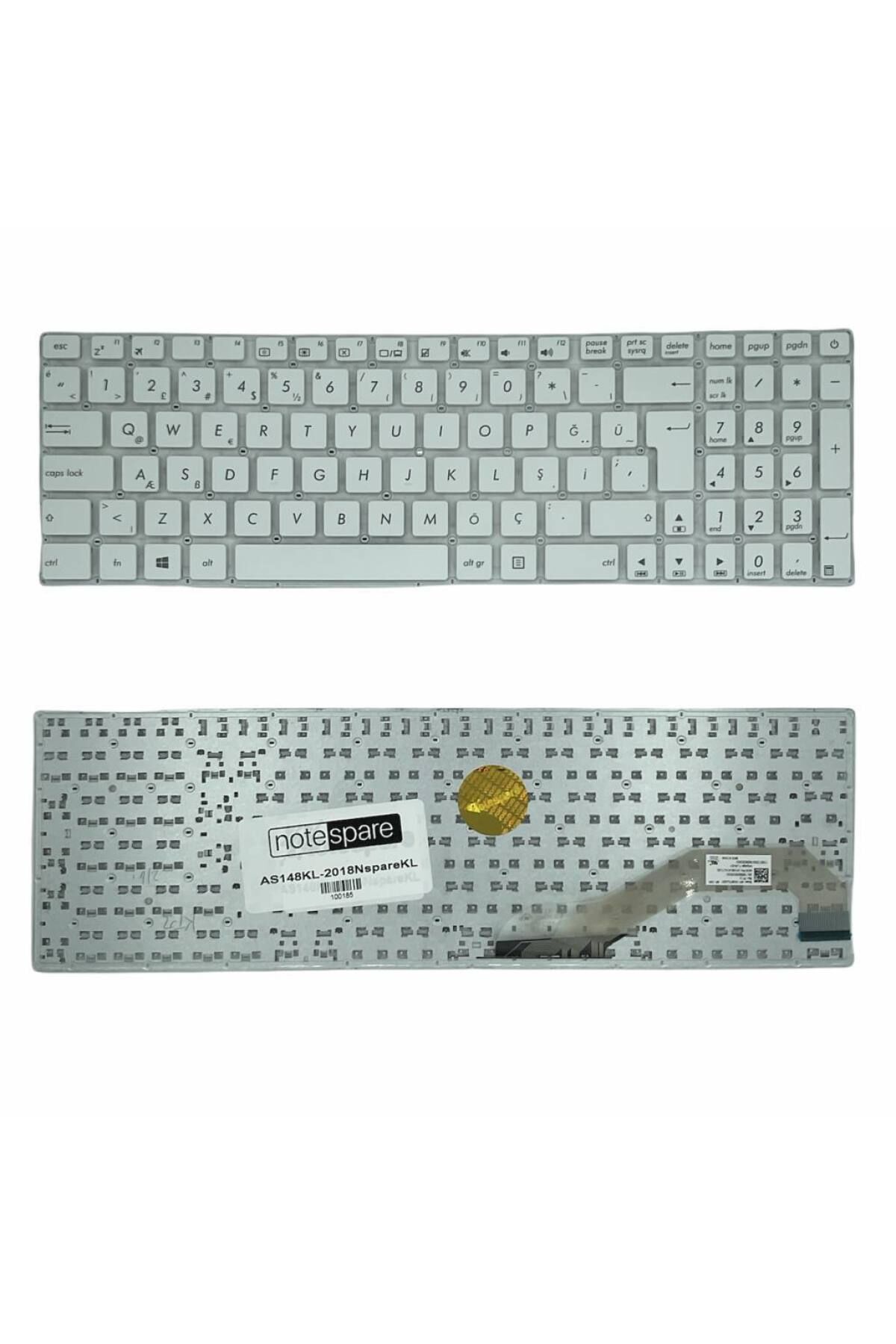 Asus ile Uyumlu VivoBook 15 X540UA-DM911A15, 15 X540UA-DM911A16 Notebook Klavye Beyaz TR