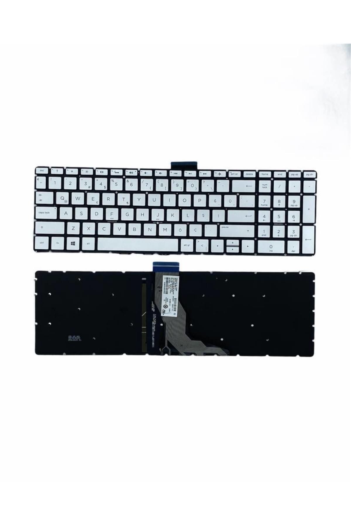 HP 15-ck004nt 2QH30EA, 15-rb001nt (7GX71EA) Uyumlu Notebook Klavye Işıklı Gümüş Gri TR