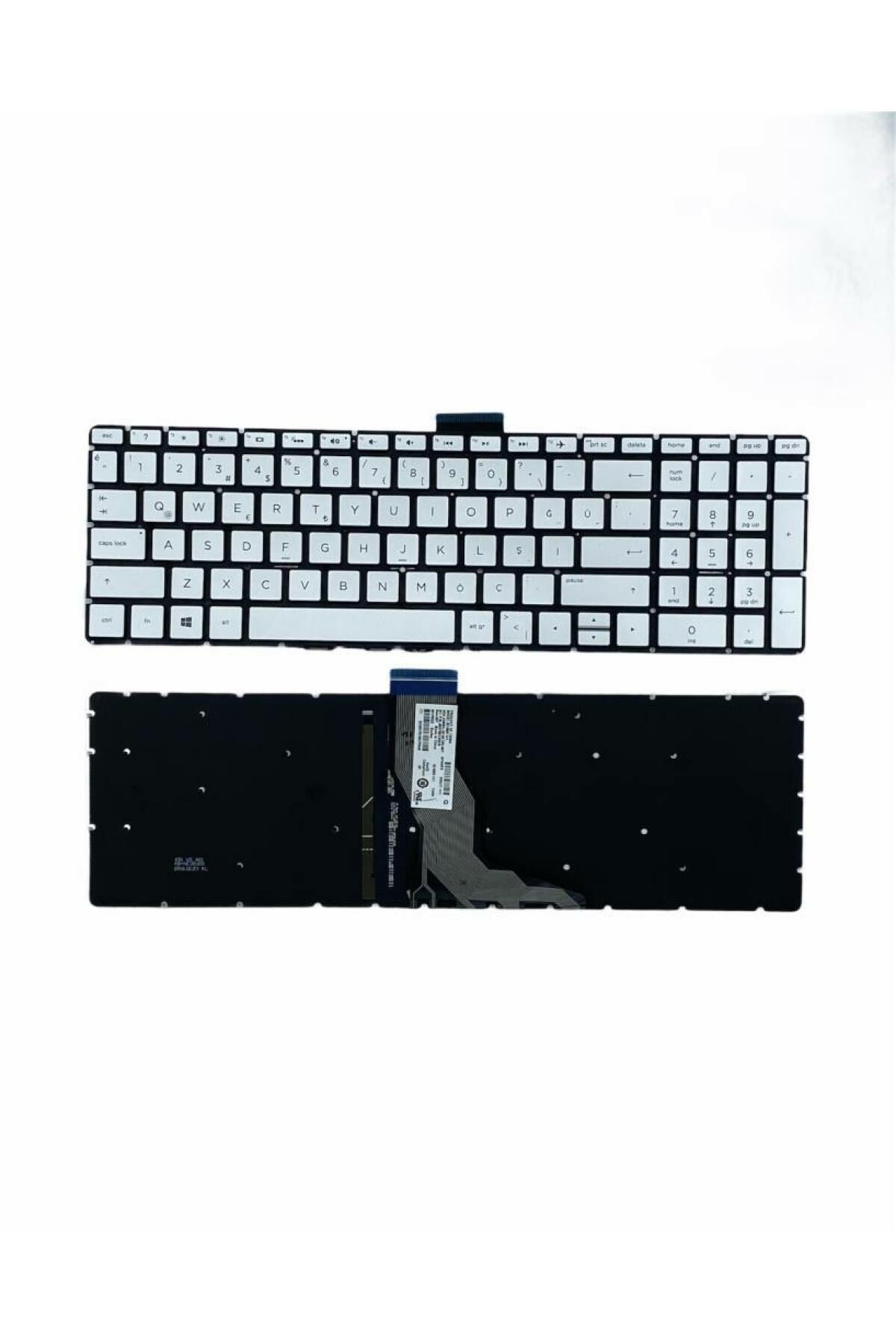 HP 15-rb009nt (7GP88EA), 15-rb010nt (7GS57EA) Uyumlu Notebook Klavye Işıklı Gümüş Gri TR