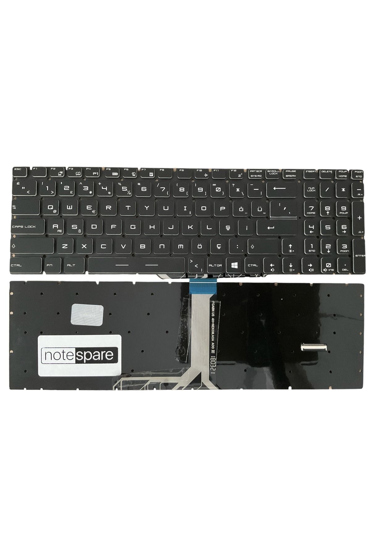 Msi ile Uyumlu GE63 Raider 7RD-012XTR Notebook Klavye Işıklı Siyah TR RGB Kontrollü Versiyon