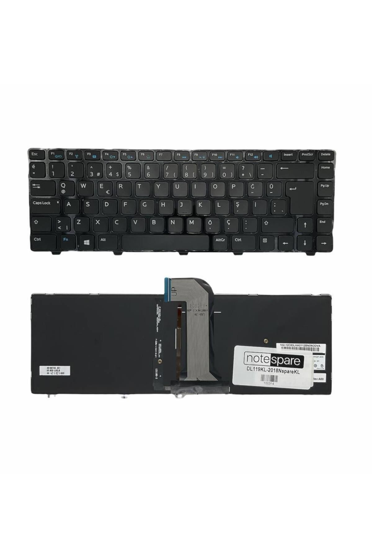 Dell ile Uyumlu Inspiron 14-N3437, 14R-3421, 14R-3437 Notebook Klavye Işıklı Siyah TR
