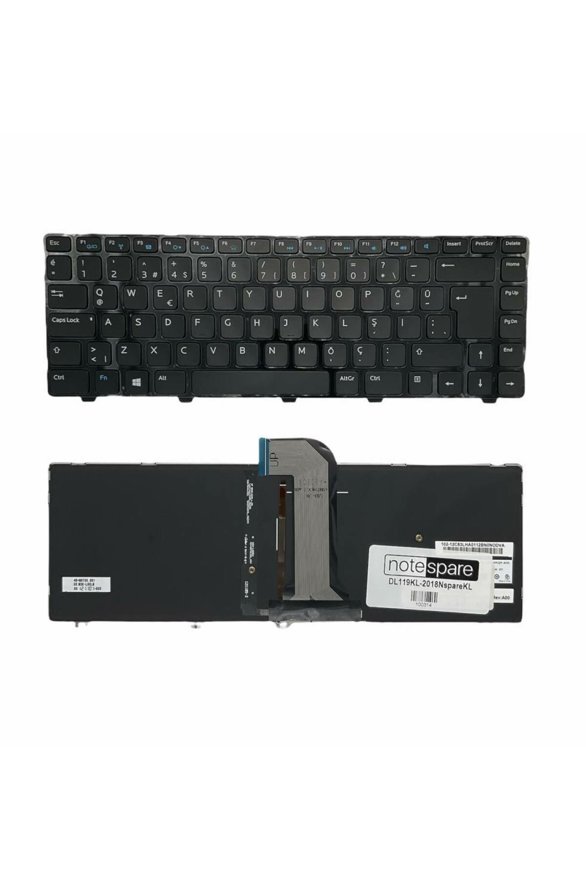 Dell ile Uyumlu NSK-L80BW 0T, NSK-L90SW 1 Notebook Klavye Işıklı Siyah TR