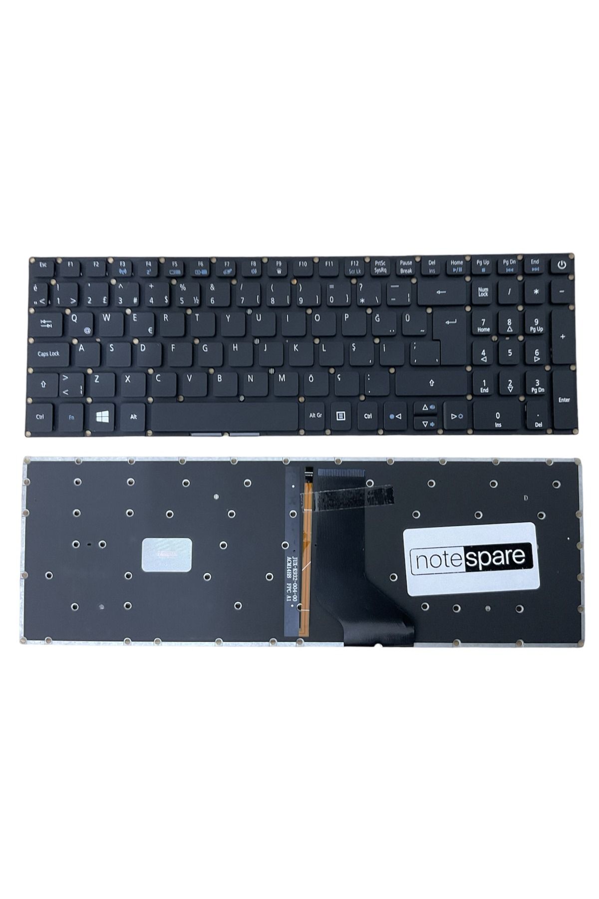 Acer ile Uyumlu Aspire 3 A315-21G-69QM, 3 A315-21G-69W1 Notebook Işıklı Klavye Siyah TR