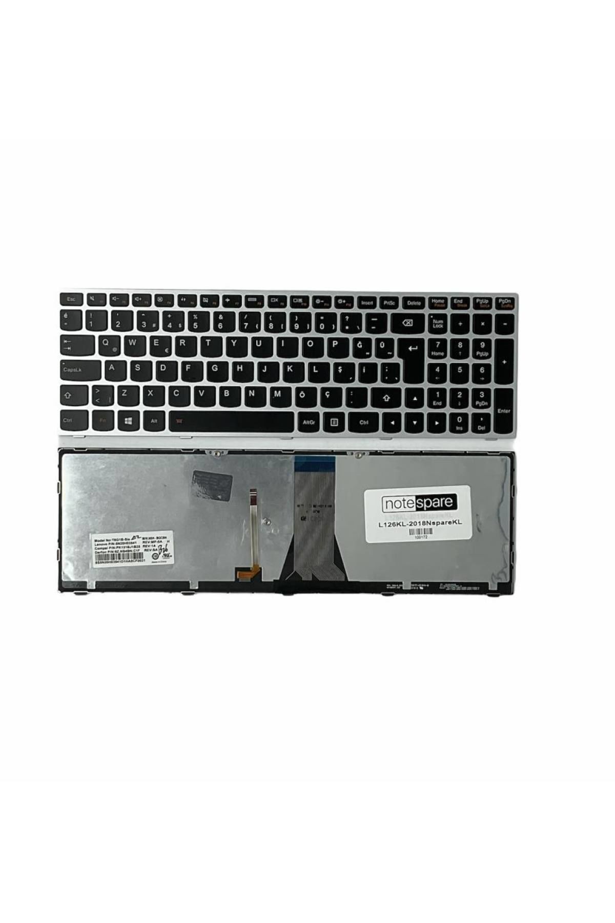 Lenovo ile Uyumlu 500-15ISK 80NT00PVTX, 500-15ISK 80NT00PWTX Notebook Klavye Işıklı Gümüş Gri TR