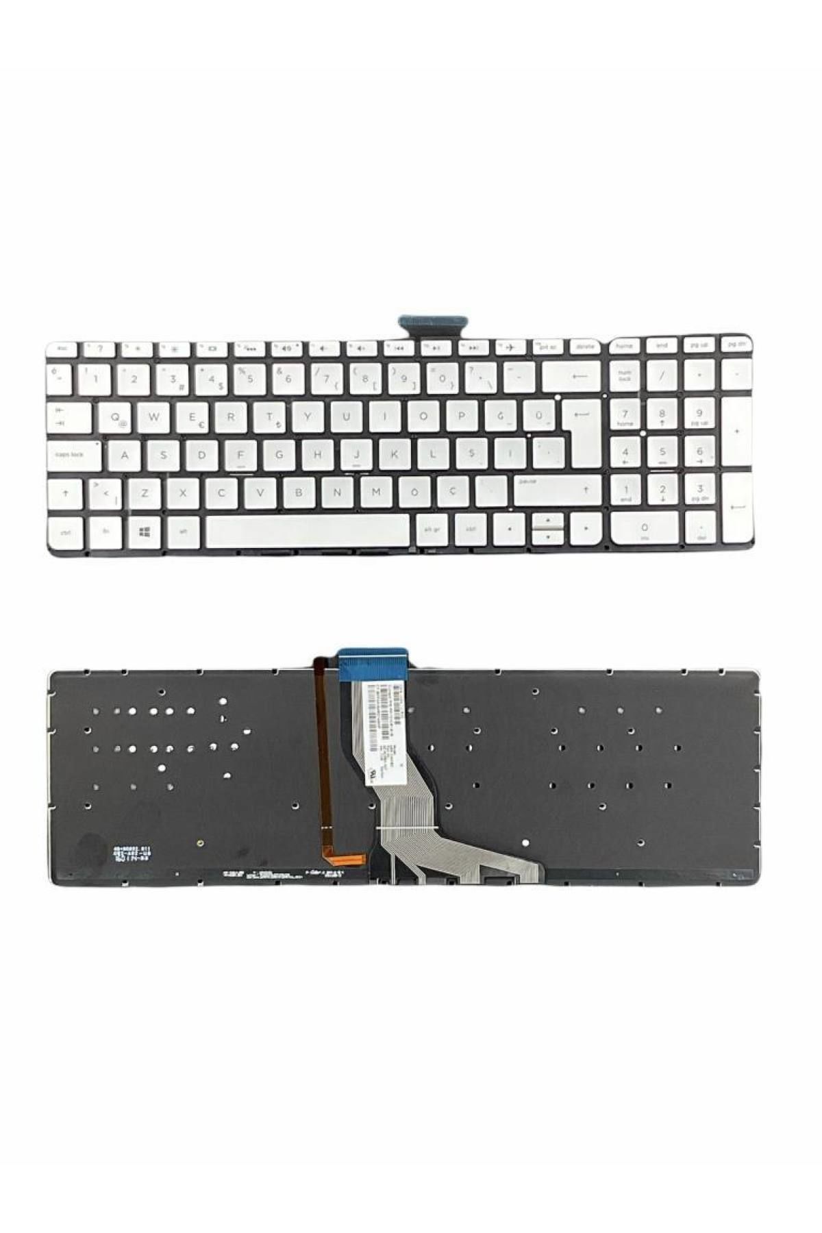 Hp ile Uyumlu 15-ab006nt (M7W66EA), 15-ab007nt (F1F09EA) Işıklı Klavye Gümüş Gri TR