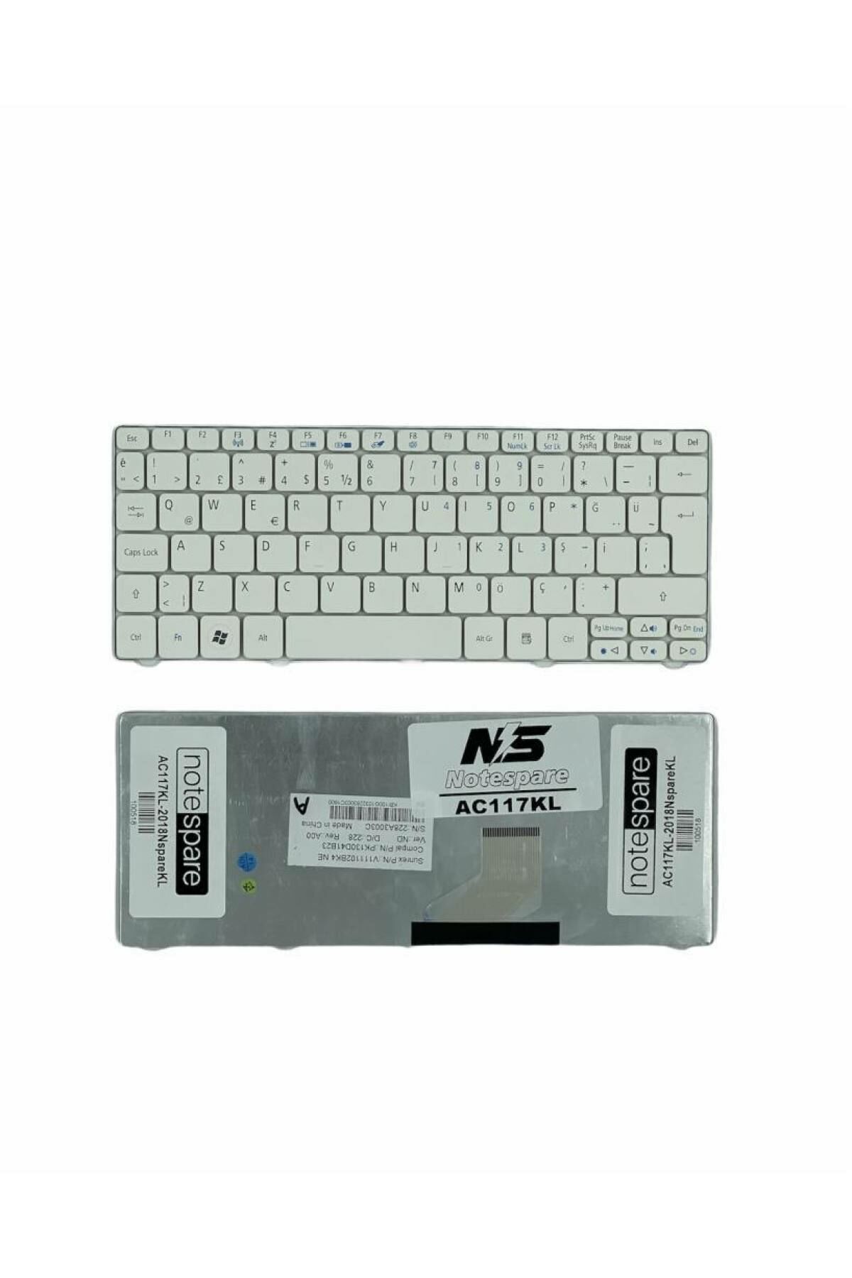 Acer ile Uyumlu Aspire AOD255 LU, AOD255E, AOD255-28QKK Notebook Klavye Beyaz TR