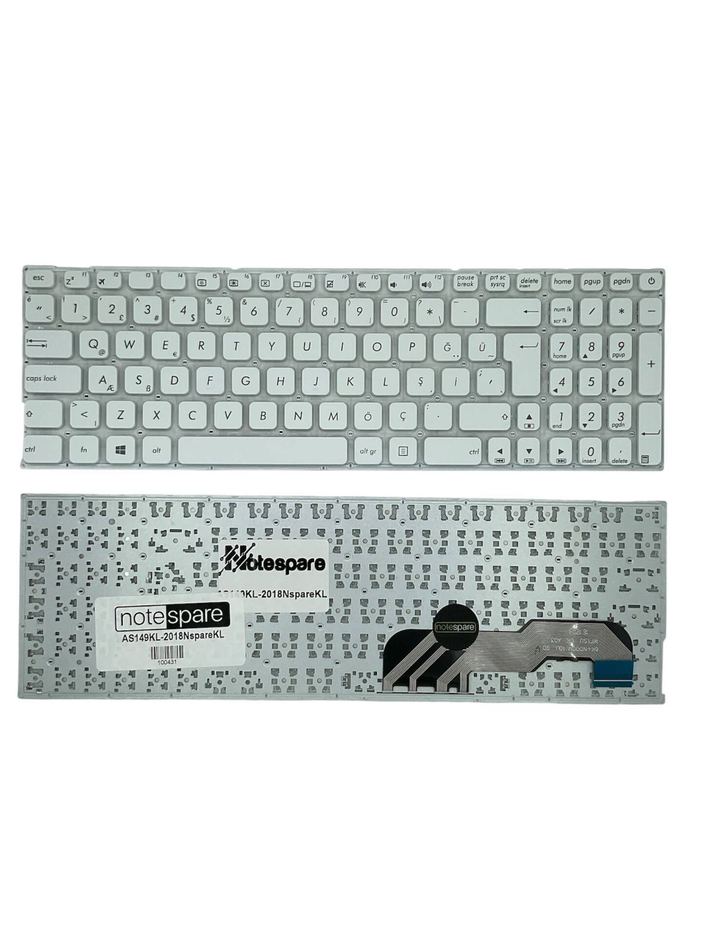 Asus ile Uyumlu X541, X541LA, X541LJ, X541N, X541NA, X541NC, X541S Notebook Klavye Beyaz TR