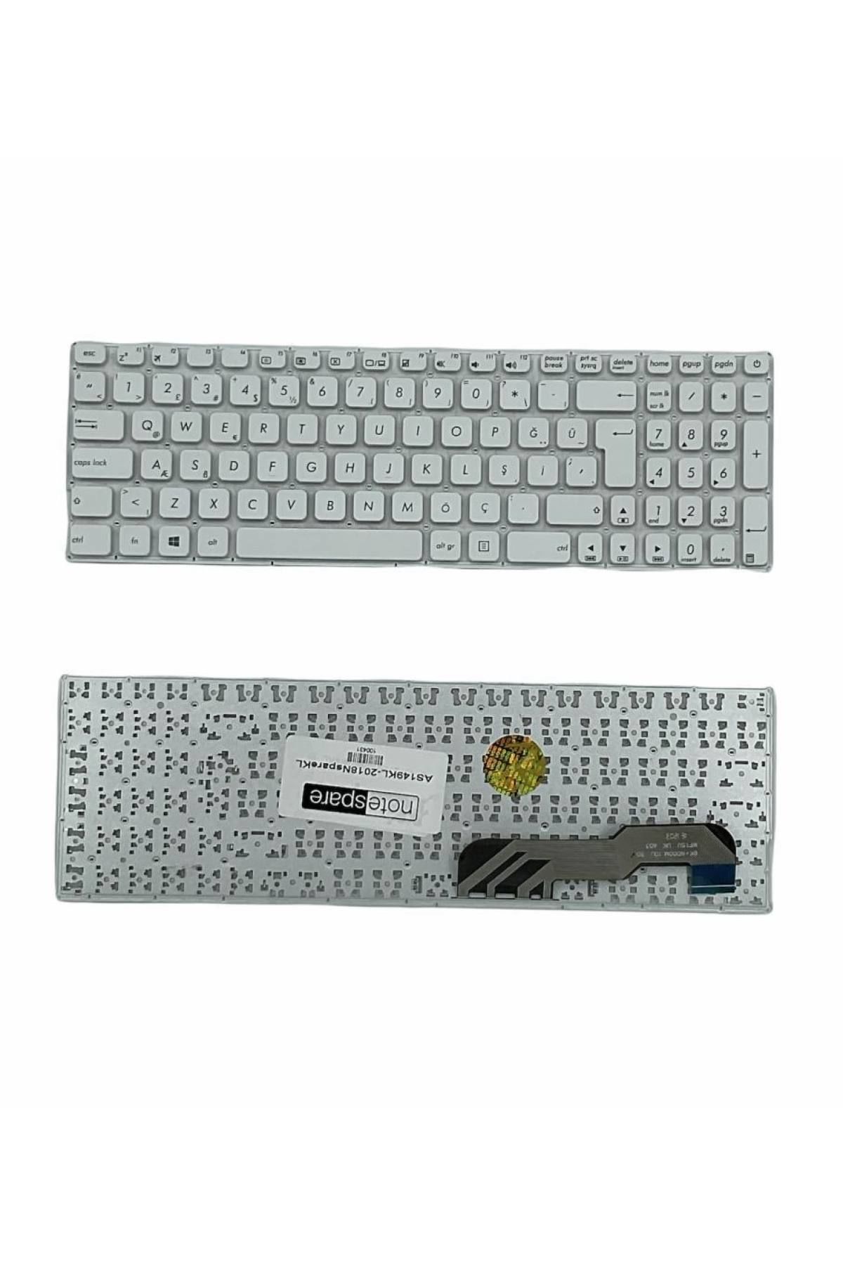 Asus ile Uyumlu F541UV-XX738T, K541UJ-GO218T, K541UJ-GO319T Notebook Klavye Beyaz TR