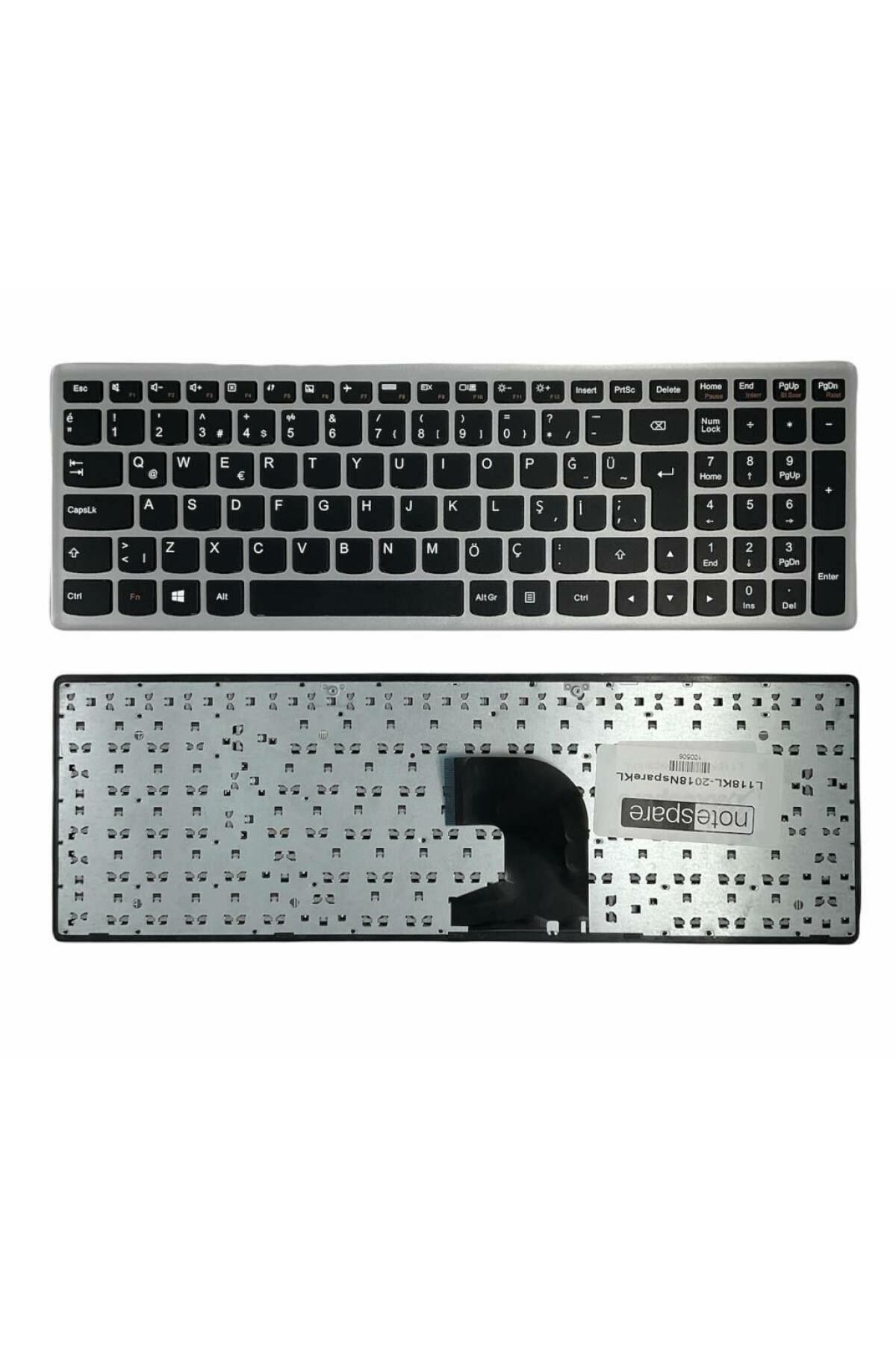 Lenovo ile Uyumlu IdeaPad Z500 Type 6883 Notebook Klavye Siyah Gri Çerçeveli TR