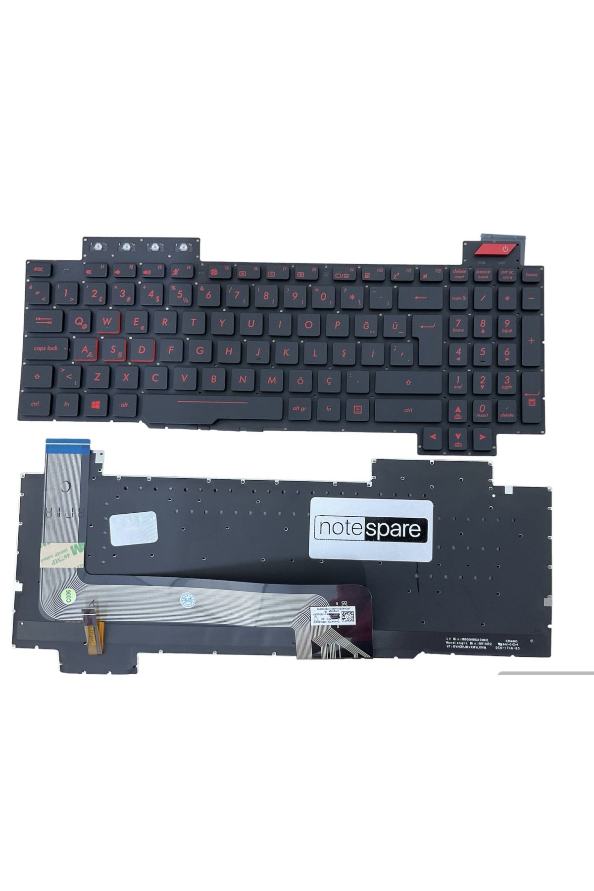 Asus ile Uyumlu Rog FX503VD-DM077, FX503VD-DM081T Notebook Klavye Işıklı Siyah TR