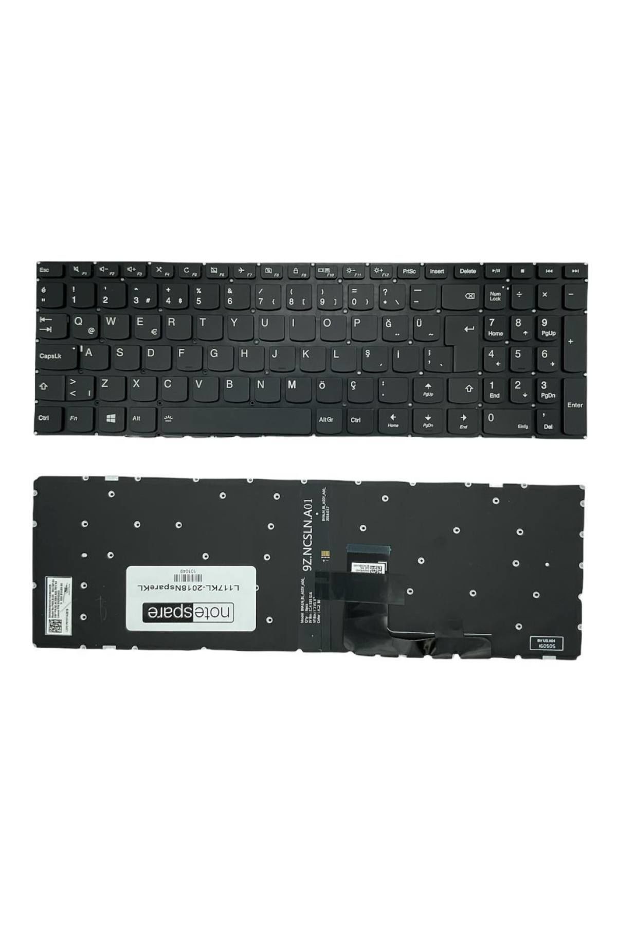 Lenovo ile Uyumlu IdeaPad 80SV00FATX, 80SV00H5TX, 80T7003BTX Notebook Klavye Işıklı Siyah TR