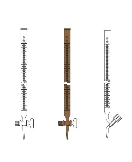 Büret, Düz, Cam musluklu , Şeffaf