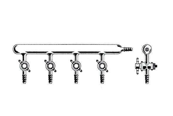 Vakum manifoldu (Inert atmosfer azot hattı), Tek hatlı, Teflon Musluklu