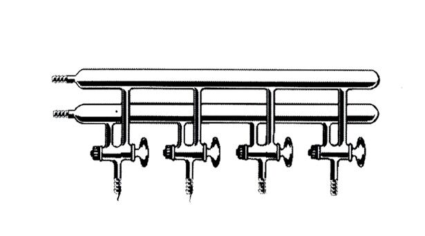 Vakum manifoldu (Inert atmosfer azot hattı), Çift hatlı, Cam Musluklu