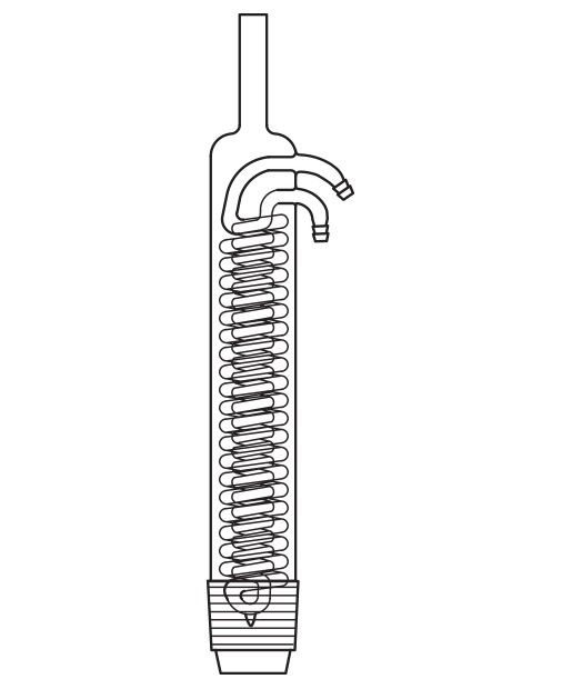 Dimroth soğutucu, İçiçe iki spiralli, tek şilifli  NS :45/40 , Ceket Boyu 300 mm