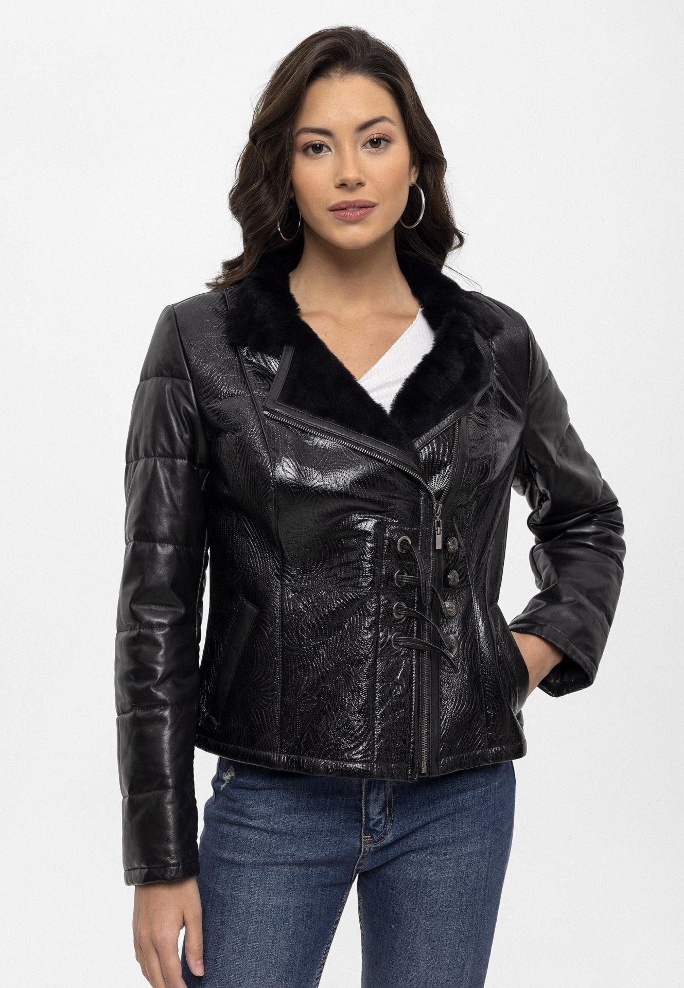 Black Skylar  Woman Genuine Shearling Coat