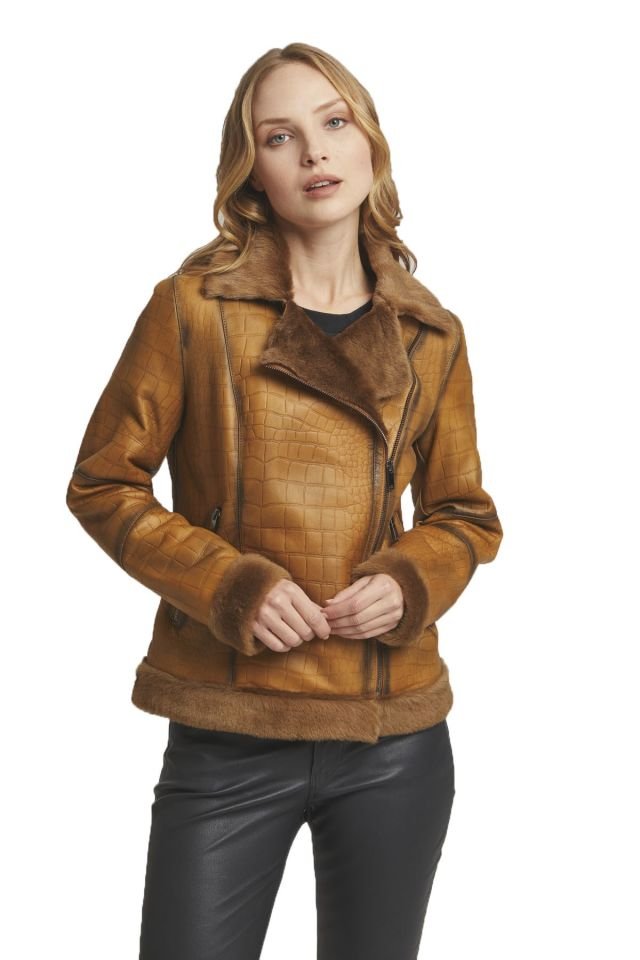 Violet Whiskey Woman Shearling Coat