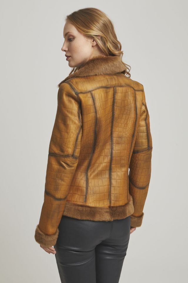 Violet Whiskey Woman Shearling Coat