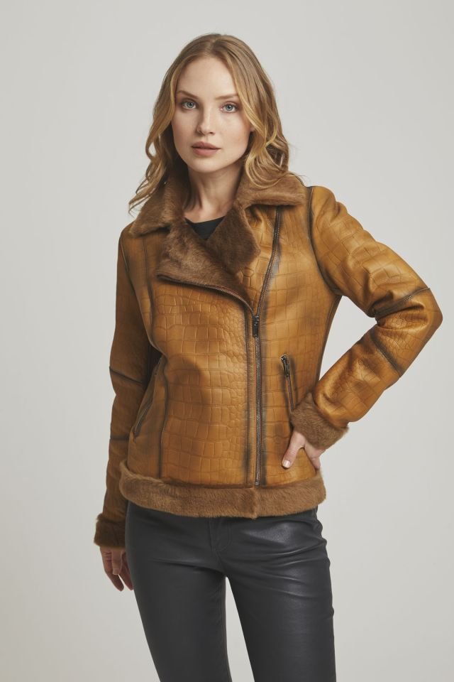 Violet Whiskey Woman Shearling Coat