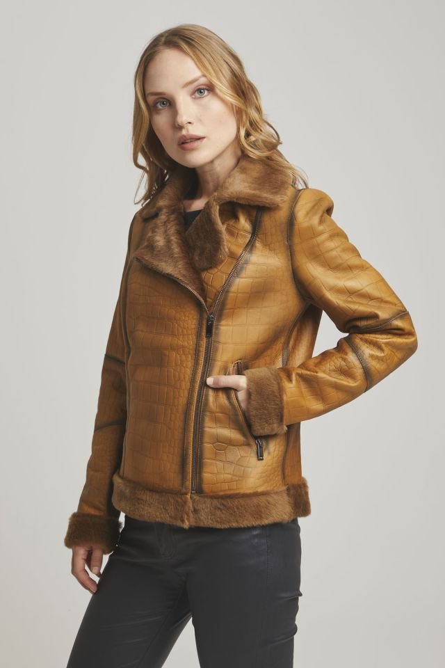 Violet Whiskey Woman Shearling Coat