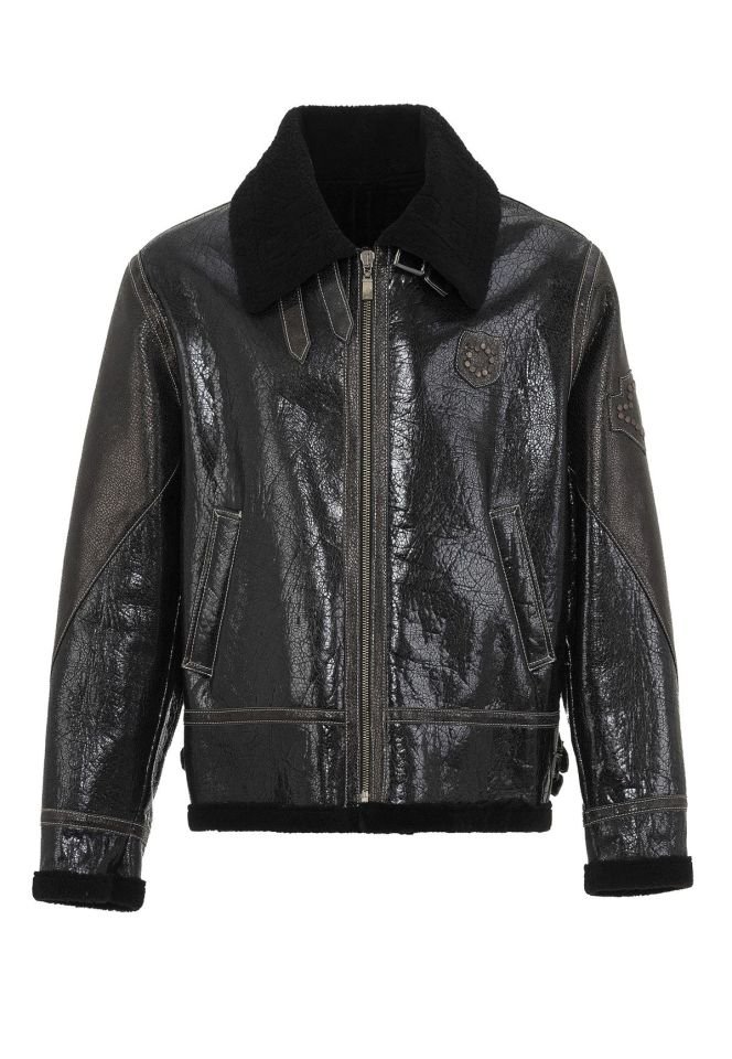 Black Oversize Man Genuine Shearling Coat