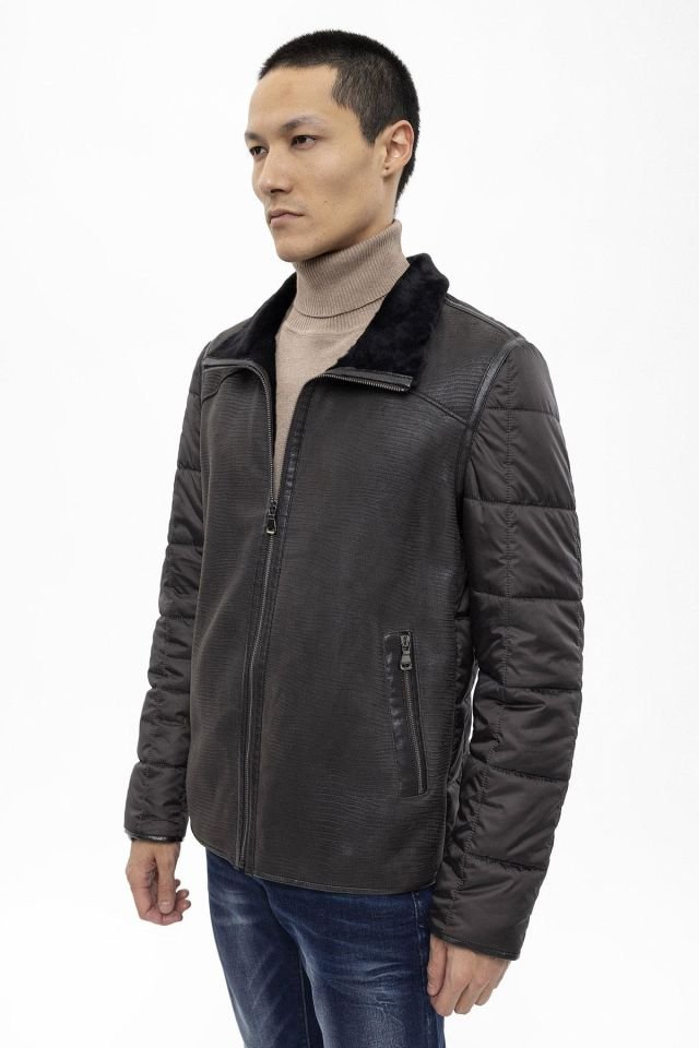 Brown James Man Genuine Shearling Coat