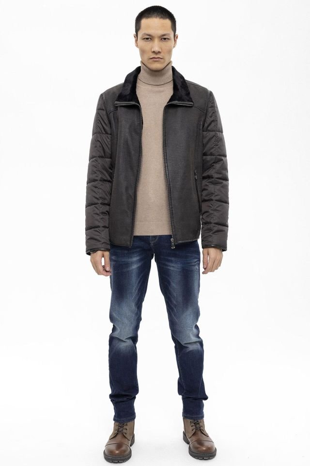 Brown James Man Genuine Shearling Coat