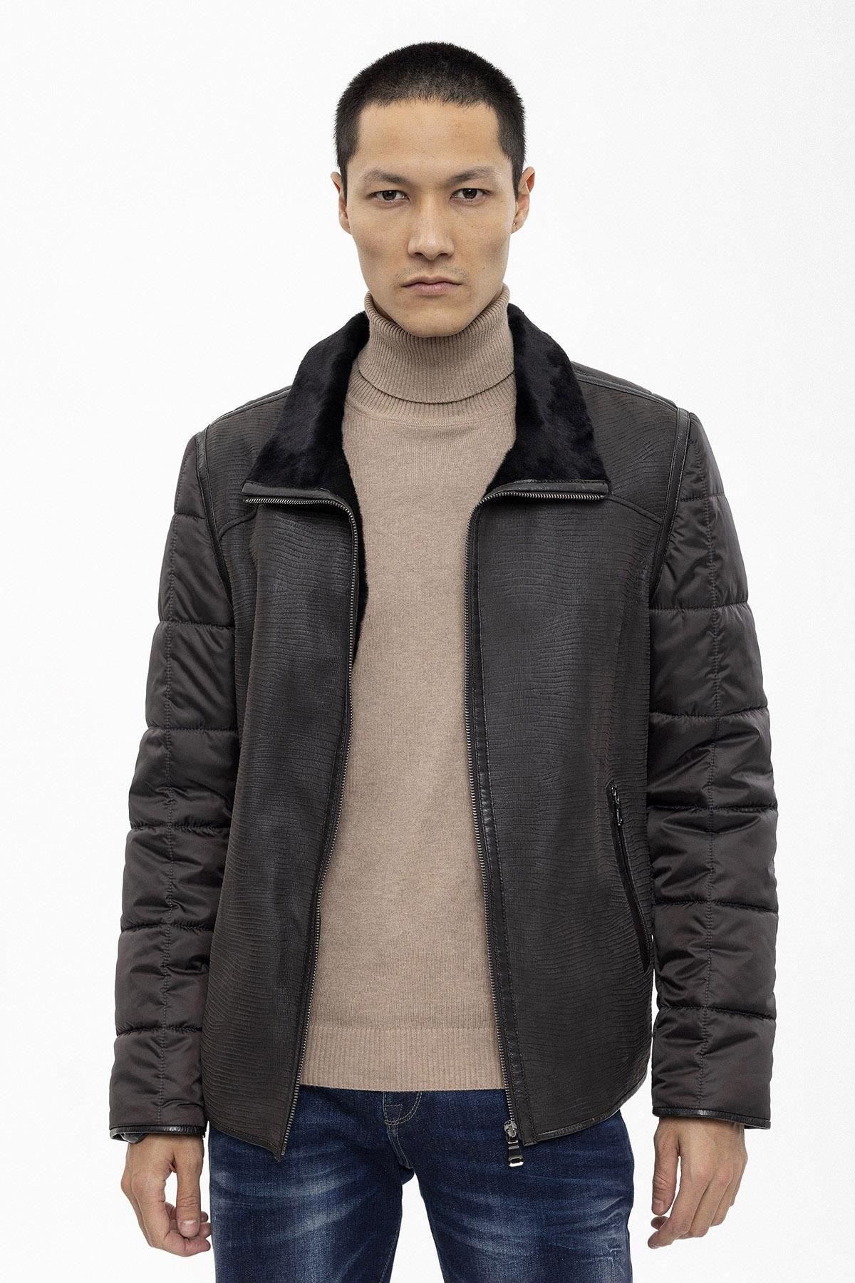 Brown James Man Genuine Shearling Coat