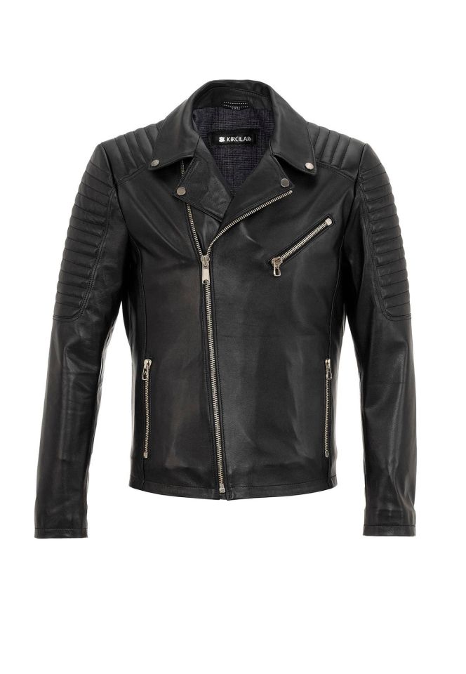 Black Hardy Biker  Man Genuine Leather Jacket