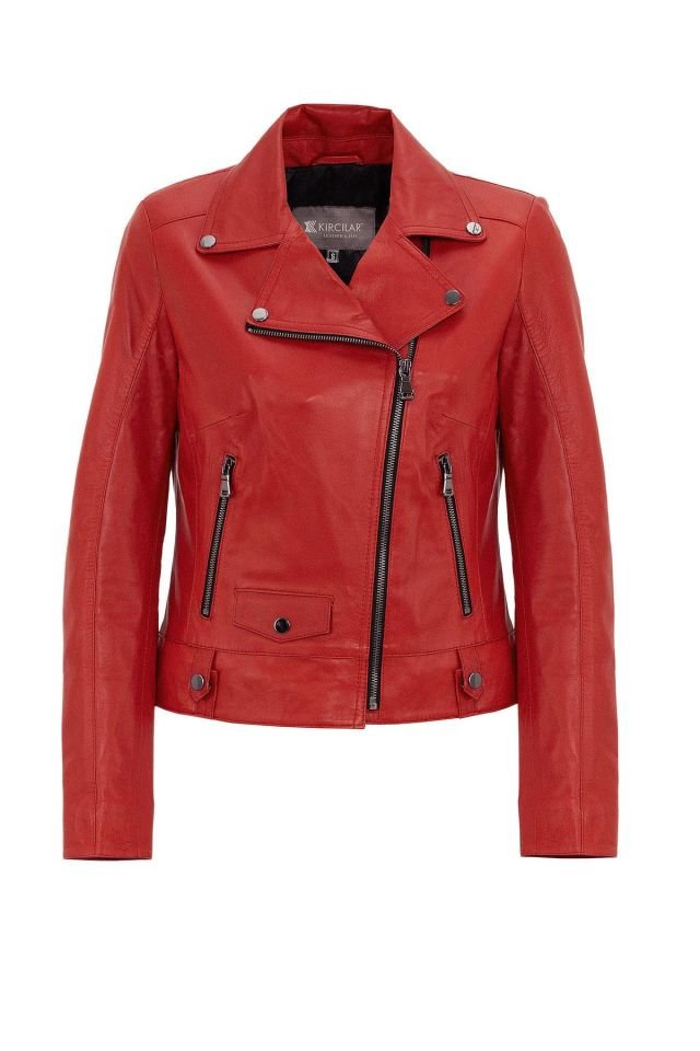 Red Merlot Genuine Leather Woman Biker Jacket