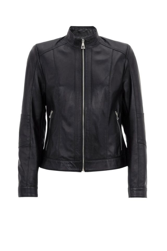 Carmella Black Short Woman Genuine Leather Jacket