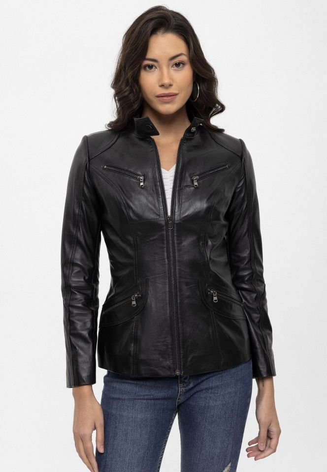 Black Maeve  Woman Genuine Leather Jacket