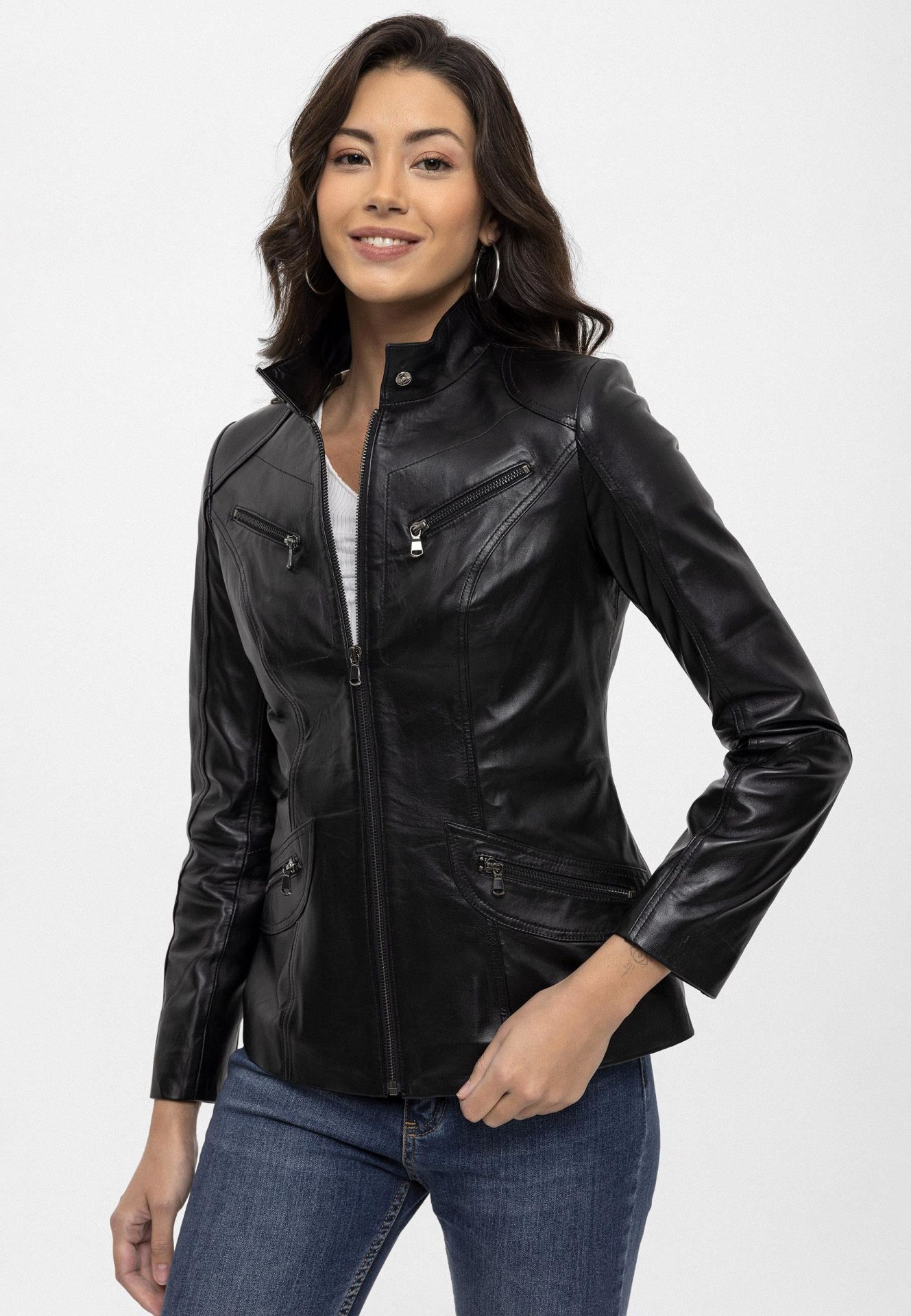 Black Maeve  Woman Genuine Leather Jacket