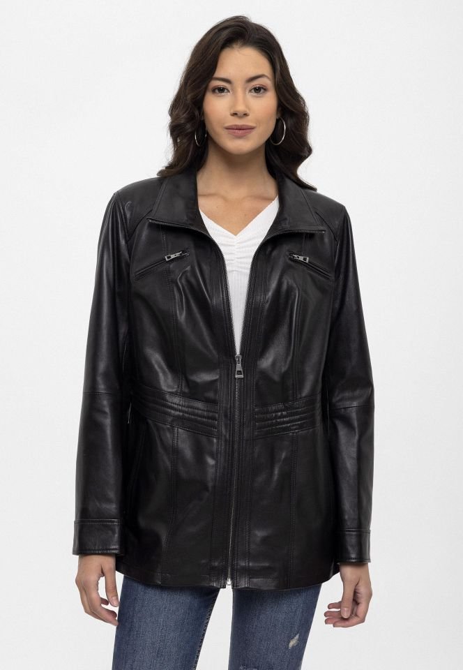 Black Mira Woman Genuine Leather Jacket