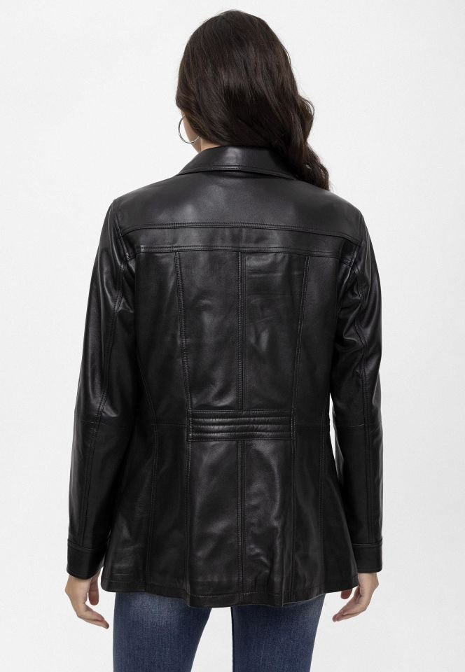 Black Mira Woman Genuine Leather Jacket